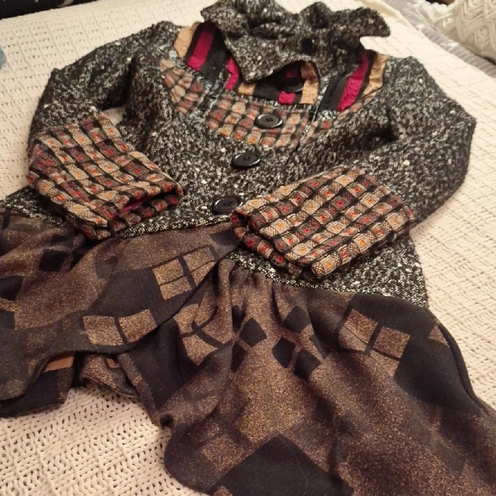 Ann Ren New York Stylish Multicolor Patterned Coat Size S - Picture 5 of 9